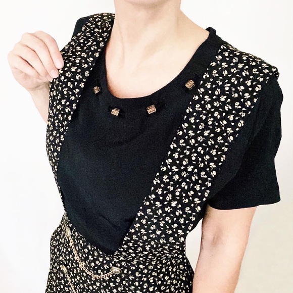 vintage 80s black blouse with gold bead details - small - Picture 2 of 8